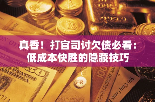 武汉真香！打官司讨欠债必看：低成本快胜的隐藏技巧